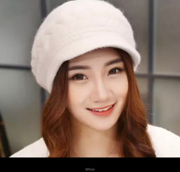 Beret Woolen Warm Cap White